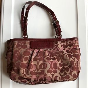 Coach Signature Print Plum Shoulder Bag